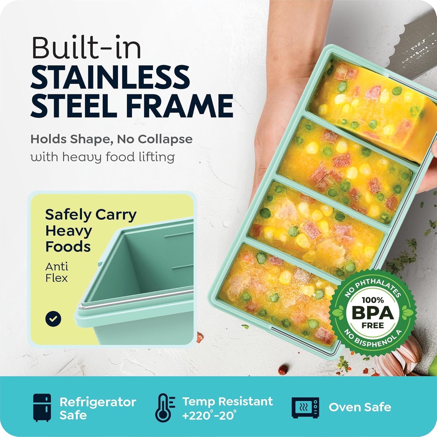 Food Storage Containers Xl - Molde de silicona de 250ml/500ml con
