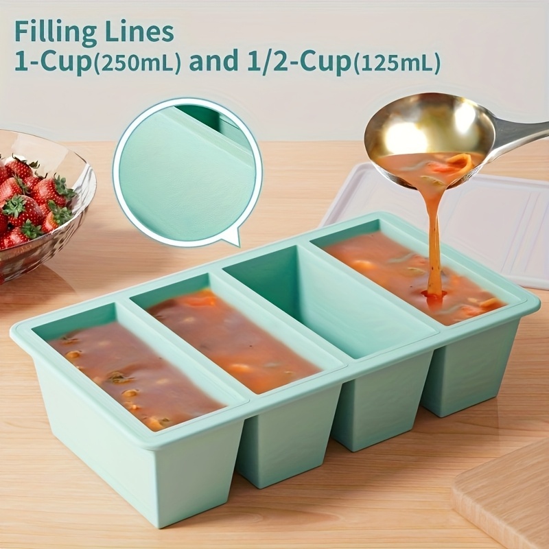 Food Storage Prep Containers - Bandeja congeladora de silicona con tapa,