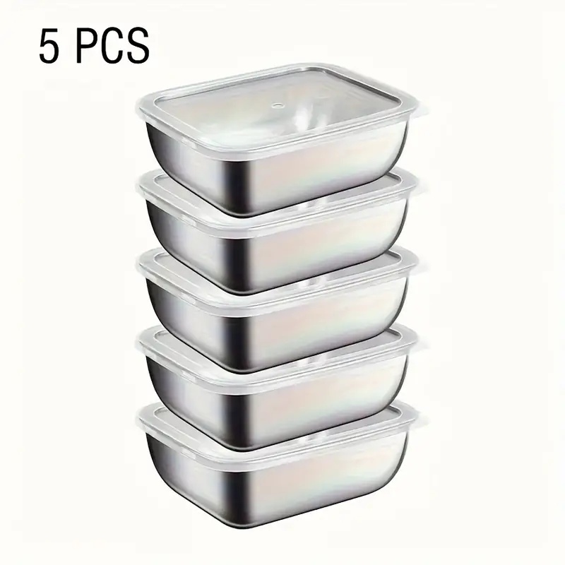 Food Storage Prep Containers - Juego de 5 Recipientes de Acero