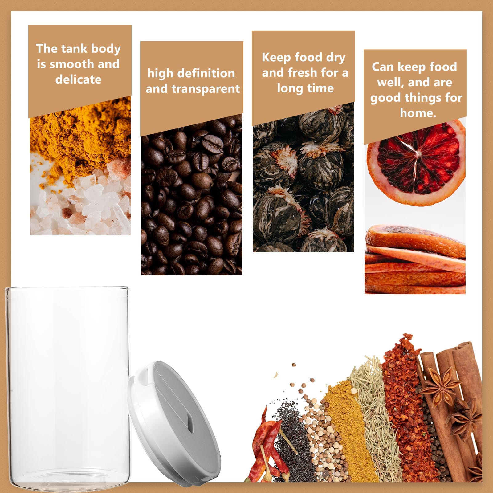 Food Storage Jars With Lids - 1 unidad de tarro de vidrio