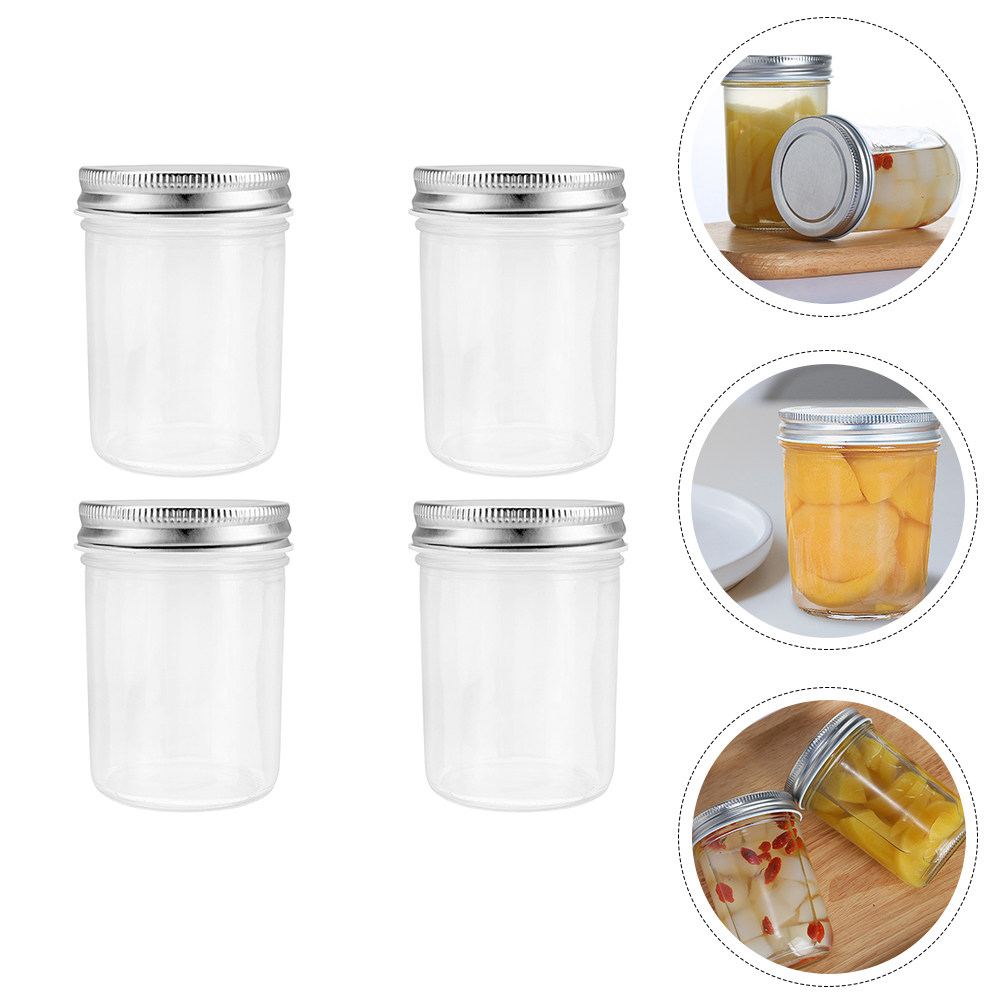Food Storage Plastic - 4 frascos de vidrio para conservas,
