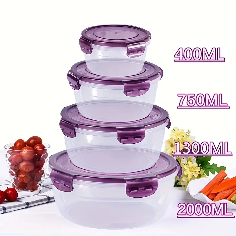 Food Storage System - 4 Recipientes de Plástico para Almacenamiento