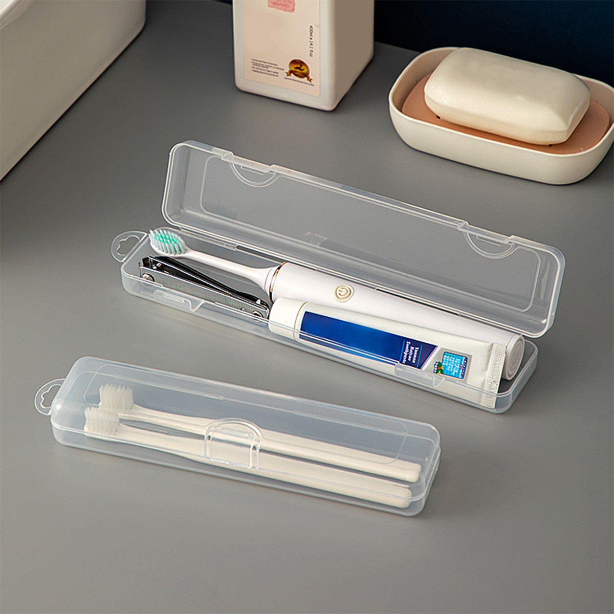 Food Storage System - WORTHBUY Caja organizadora transparente para cepillo