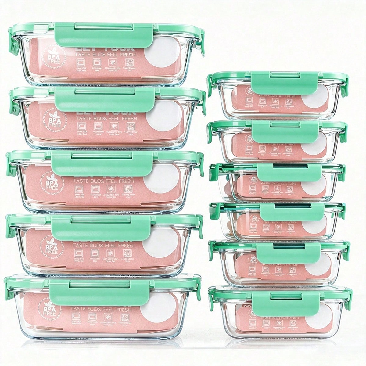 Food Storage Prep Containers - Paquete de 10 Recipientes de Vidrio