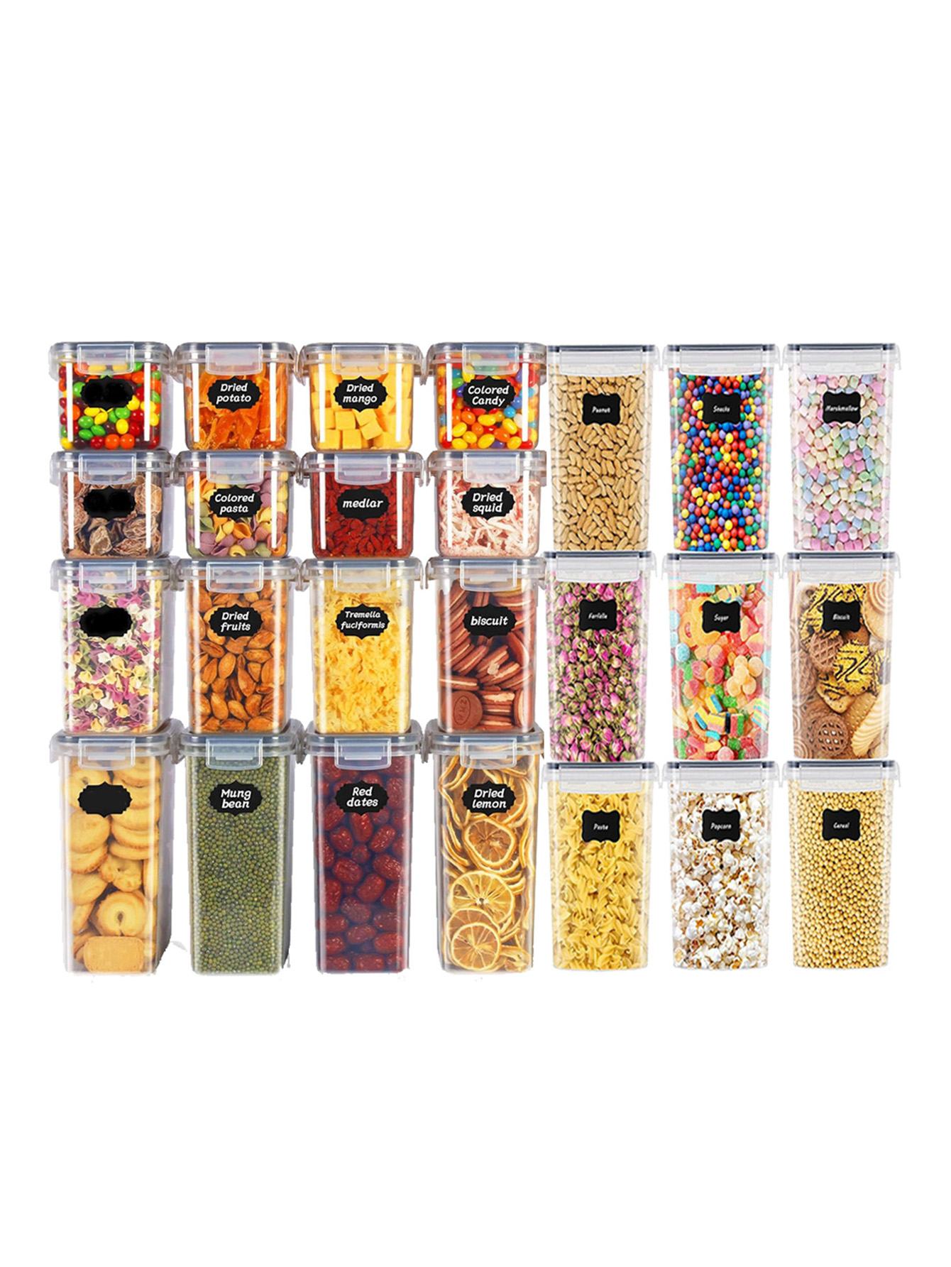 Food Storage Jars With Lids - 48 recipientes herméticos para almacenamiento de