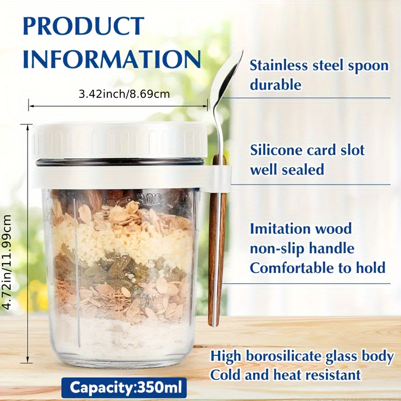 Taza de vidrio para avena, rec - Food Storage Jar Set reseña y precio