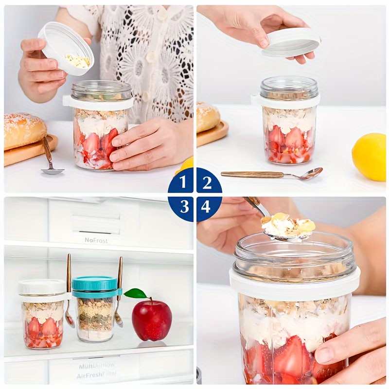 Taza de vidrio para avena, rec - Food Storage Jar Set reseña y precio