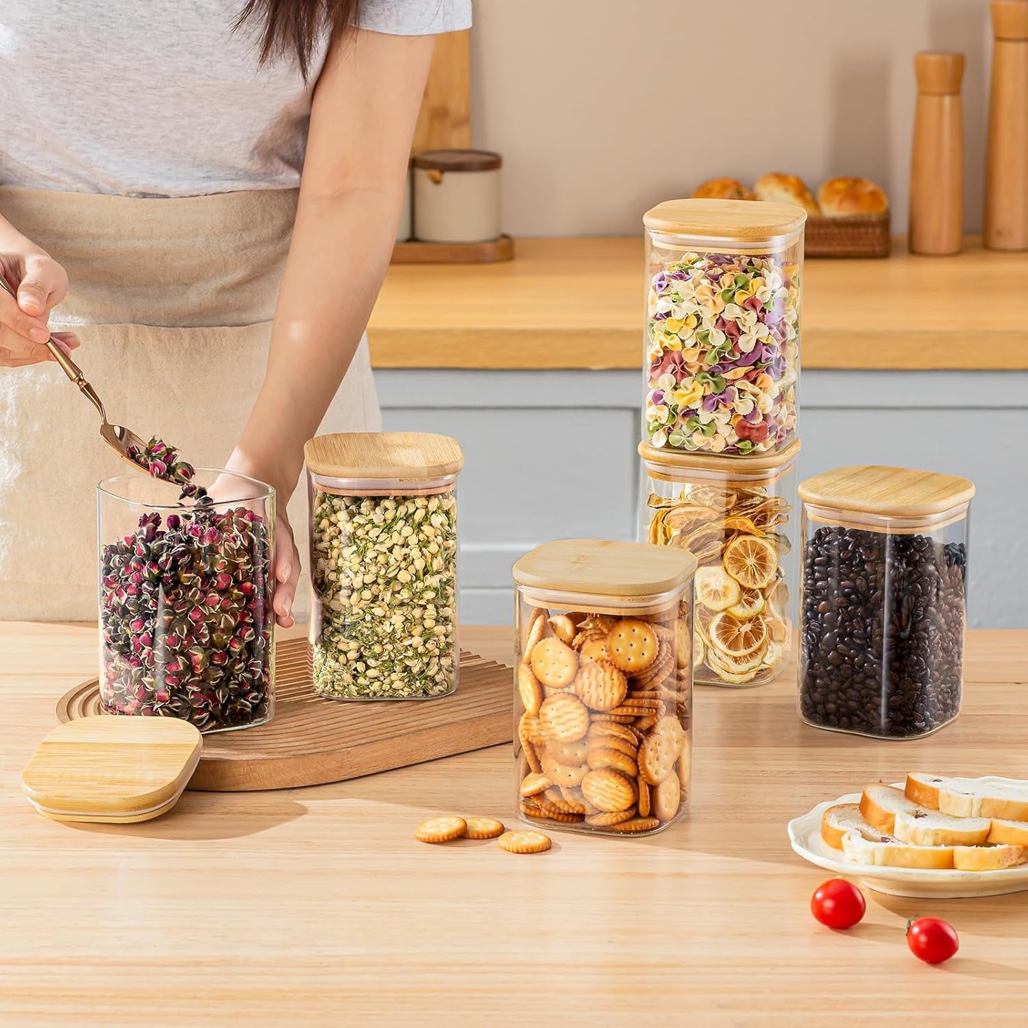Paquete de 6 Frascos de Vidrio - Food Storage Jars With Lids reseña y precio