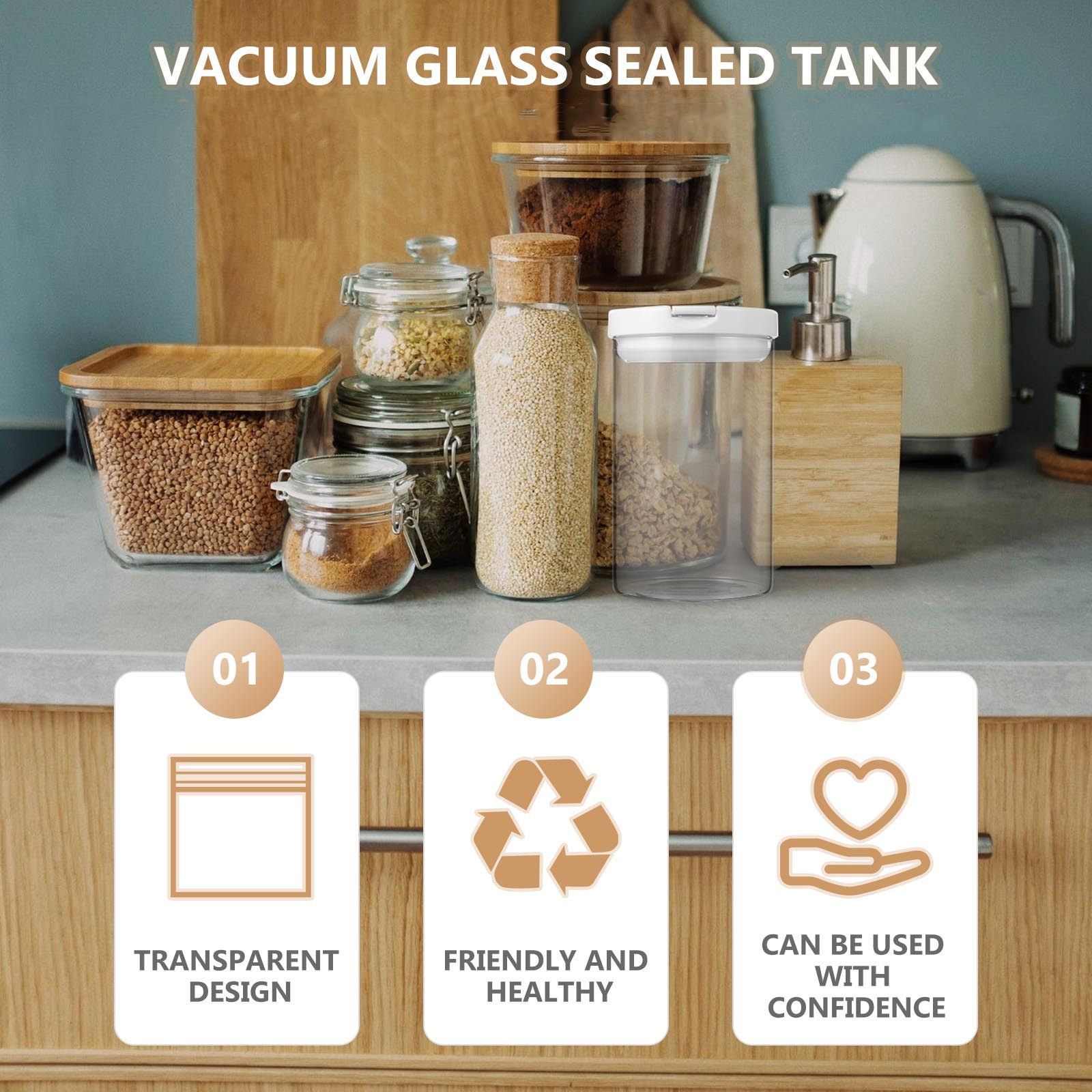 1 unidad de tarro de vidrio tr - Food Storage Jars With Lids reseña y precio