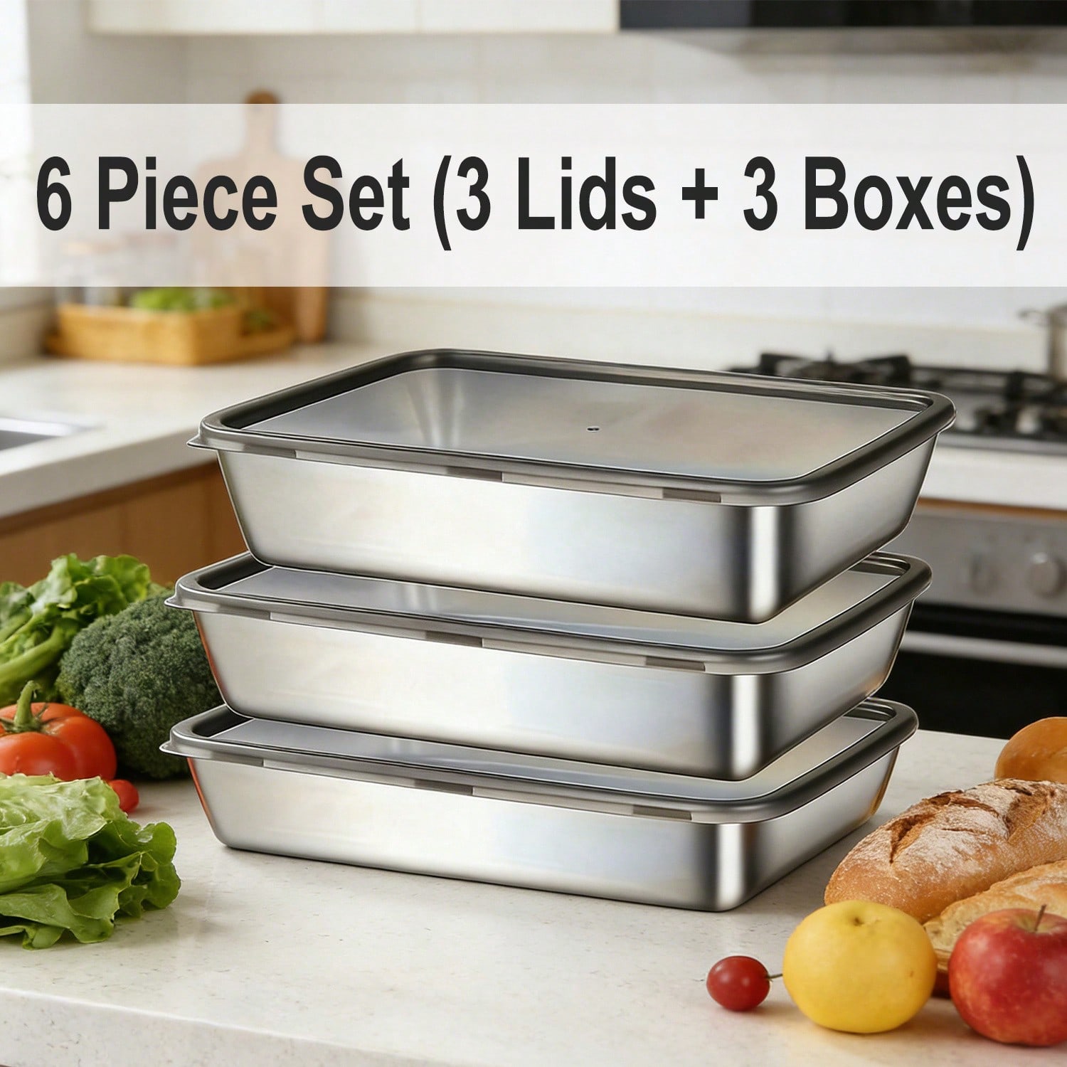 Juego de 6 recipientes (3 caja - Food Storage Prep Containers reseña y precio