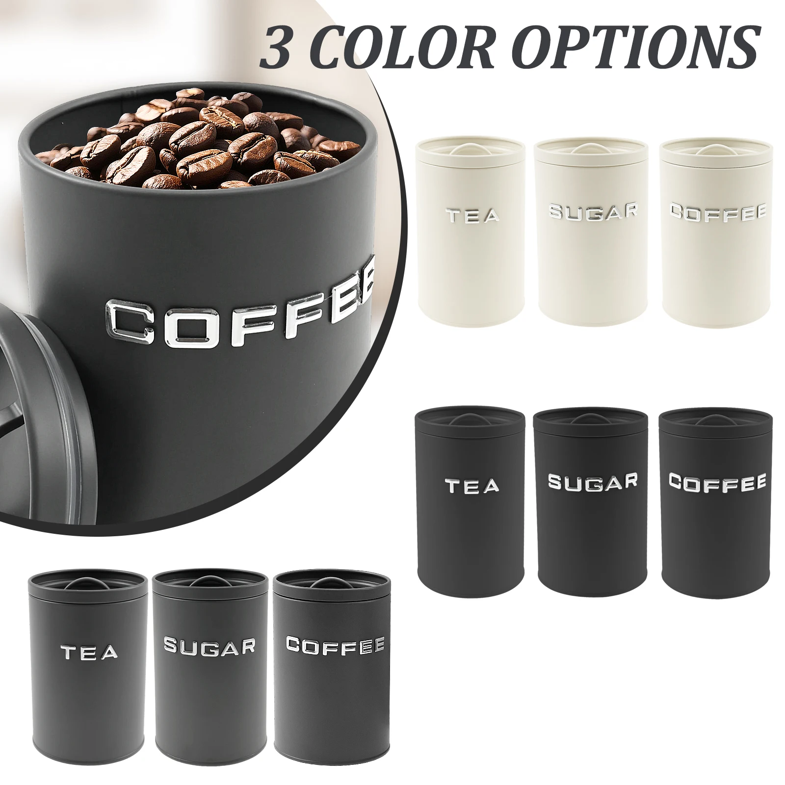 Tarro redondo de Metal para co - Food Storage Jars With Lids reseña y precio