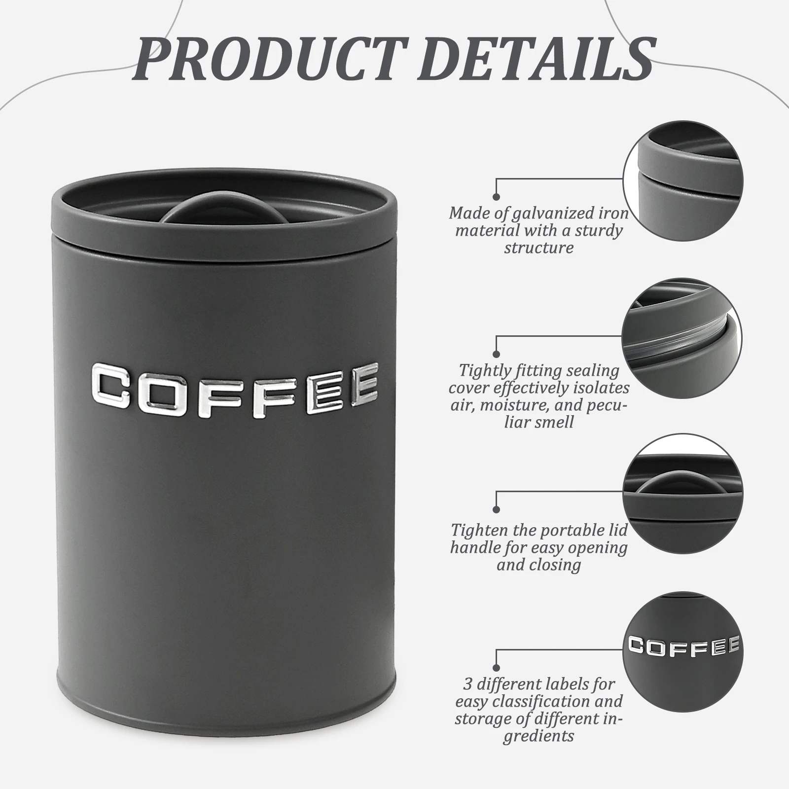 Tarro redondo de Metal para co - Food Storage Jars With Lids reseña y precio